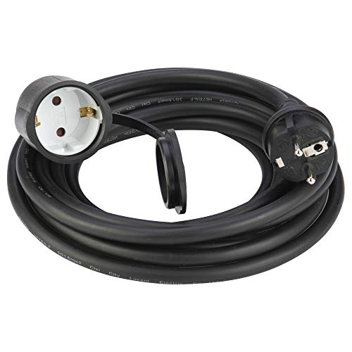 POLY POOL - PP2627 Schwarzes Verlängerungskabel 250V, 5 Meter, ausziehbares Kabel – 16A 2P+E, platzsparender Elektrostecker – Schuko-Steckdose 16A 2P+E aus verschleißfestem Gummi, Made in Italy von Poly Pool