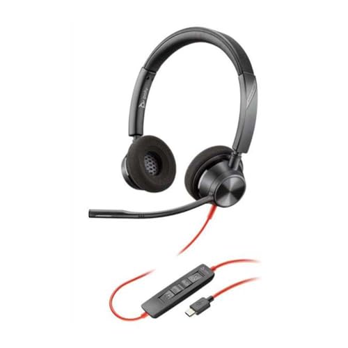Plantronics–Blackwire 3320 USB-C (Poly) – kabelgebundenes Zwei-Ohr Headset (Stereo) mit Mikrofonarm – Verbindung mit PC/Mac über USB-C – Kompatibel mit Teams, Zoom und mehr von Plantronics