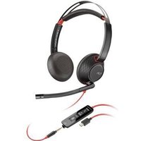 Poly Blackwire 5220 USB-C Stereo-Headset + 3.5-mm-Stecker + USB-C/A-Adapter von Poly