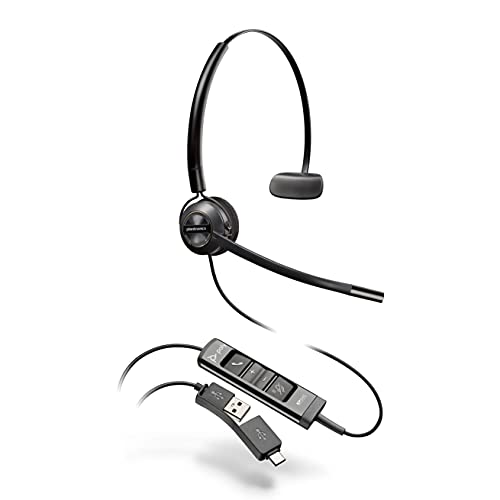 Poly – EncorePro 545-USB-Headset mit USB-A und USB-C (Plantronics) – Akustischer Gehörschutz – Tasten zum Halten und Annehmen von Anrufen – Konvertible Tragevariante von Poly