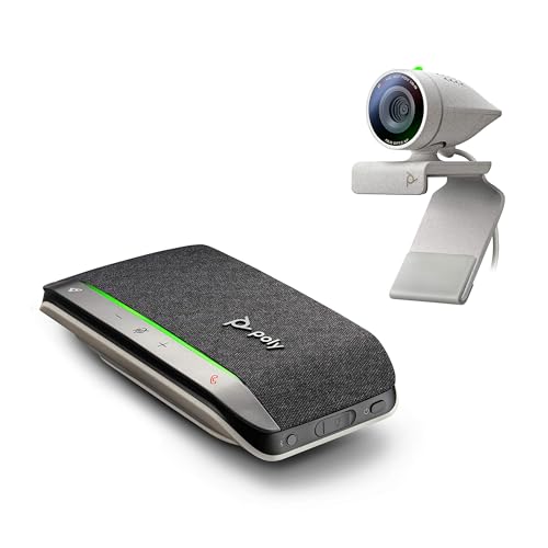 Poly Studio P5-Kit mit Poly Sync 20+ (Plantronics) – HD-Videokonferenzkamera mit 1080p – Professionelle Webcam und intelligentes schnurloses Konferenzlautsprecher-Kit mit Bluetooth von Poly