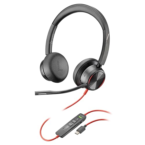 Schnurgebundenes Premium-Headset Poly Blackwire 8225 – Active Noise Cancelling – Hi-Fi-Stereo – Verbindung mit PC/Mac – Kompatibel mit Teams, Zoom von Poly