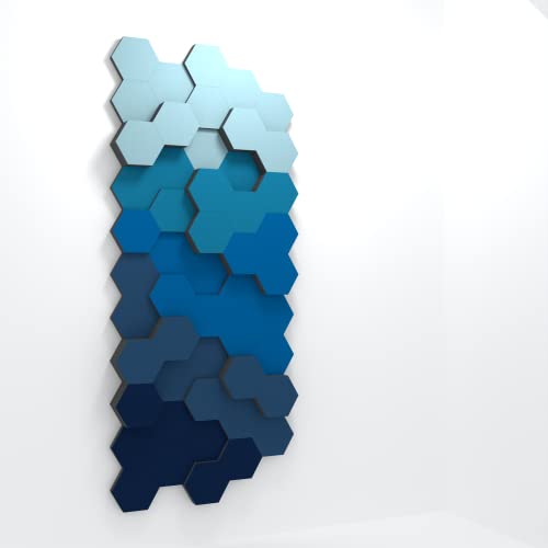 PolySound Schalldämmung Akustik Schaumstoff Absorber selbstklebend [Update: bis zu 5mal neu positionieren/umkleben] ECO Hexagon Wall-Set Ø200mm - Arctic Blue made in Germany von PolySound