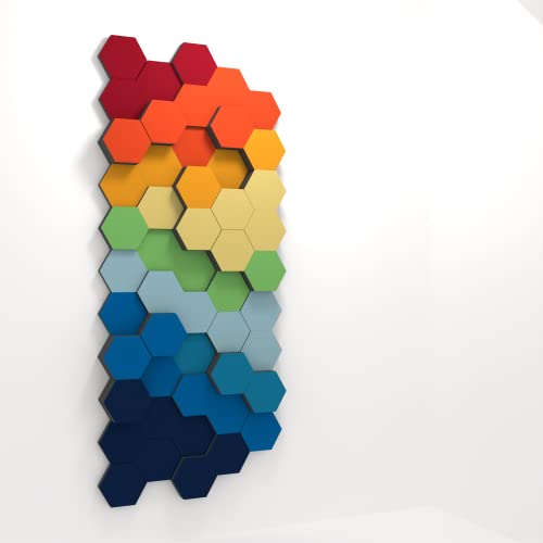 PolySound Schalldämmung Akustik Schaumstoff Absorber selbstklebend [Update: bis zu 5mal neu positionieren/umkleben] ECO Hexagon Wall-Set Ø200mm - Color Storm made in Germany von PolySound