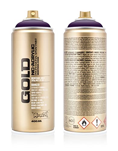 PolySound Sprühfarbe Dose: Montana Cans Gold Black Purple +HowTo – Magazin - Breites Farbspektrum & besonders hohe Deckkraft - für Künstler & Kreative von PolySound