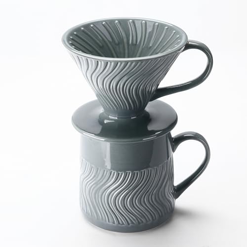 Polydremio Keramik-Kaffeemaschine mit 100 Blatt Papierfilter, 473 ml Kaffeebecher und Kaffee-Tropfer, Grau Polydremio Keramik-Kaffeemaschine mit 100 Blatt Papierfilter, 473 ml Kaffeebecher und Kaffee-Tropfer, Grau von Polydremio