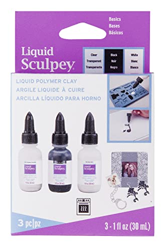 Polyform ALSTNT1 Sculpey Liquid Basics 3/Pkg-Clear, Black, White, Farblos, 3 x 30 Ml, 3 stück von polyform
