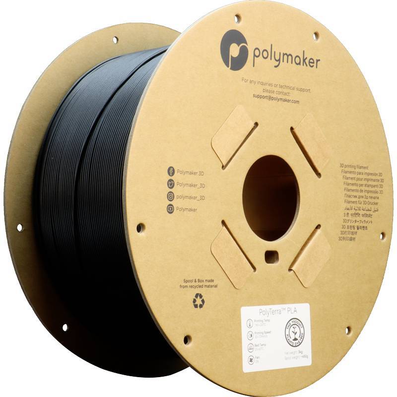 Polymaker PA04007 Charcoal Black Filament PLA Matt geringerer Kunststoffgehalt von Polymaker