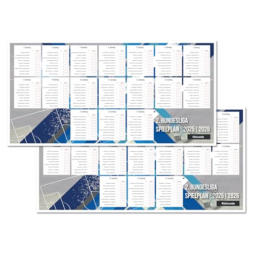 Fußball 2. Bundesliga 2025/2026 Spielplan Poster ca. 66x34cm, Fussball Plan Übersicht mit Spielterminen der Hin- und Rückrunde, XXL Überblick für Fans der Zweiten Liga für Saison 25/26, Blau, gerollt Fußball 2. Bundesliga 2025/2026 Spielplan Poster ca. 66x34cm, Fussball Plan Übersicht mit Spielterminen der Hin- und Rückrunde, XXL Überblick für Fans der Zweiten Liga für Saison 25/26, Blau, gerollt von Polymedia