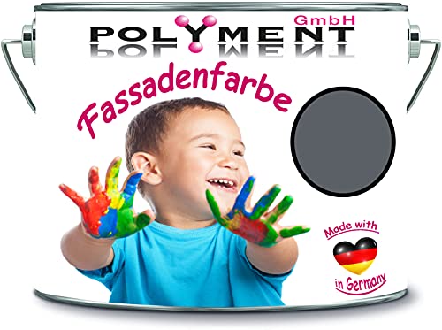 Polyment GmbH Fassadenfarbe mit Lotuseffekt hochwertige Silikonharzfarbe Sockelfarbe RAL 7012 Basaltgrau von Polyment GmbH