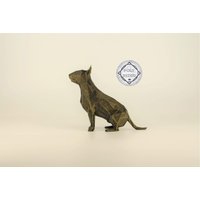 Low Poly Bull Terrier Figur, Handbemalte Miniature Skulptur, Einmaliges Geschenk Für Hundeliebhaber Und Haustierbesitzer, Deko von Polyrized3D