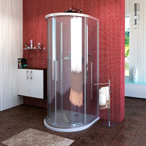 Duschkabine Halbkreis 90x90x200cm Echtglas mit 2 Schiebetüren inkl.Glasbeschichtung von Polysan