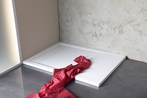Mineralguss Gußsteinduschwanne mit Rinnenabdeckung 90x80x4cm oder 100x80x4cm komplett mit Sifon von Polysan