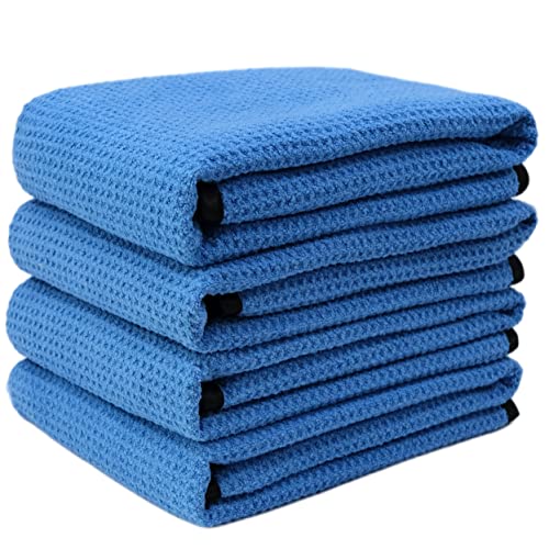 Polyte - Hochwertiges Mikrofasertuch - Waffelstruktur - Blau - 40,6 x 61 cm - 4 Stück von Polyte