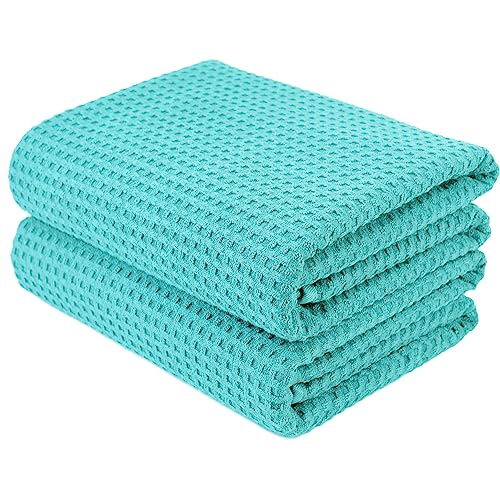 Polyte - Mikrofaser-Badetuch - fusselfrei & schnelltrocknend - Waffelstruktur - sehr groß - Aqua - 152 x 76 cm - 2 Stück von Polyte