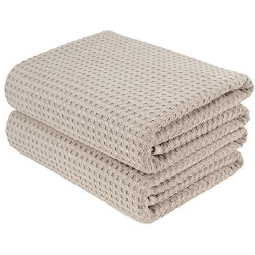 Polyte - Mikrofaser-Badetuch - fusselfrei & schnelltrocknend - Waffelstruktur - sehr groß - Beige - 152 x 76 cm - 2 Stück von Polyte