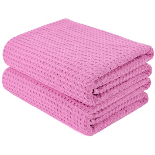 Polyte - Mikrofaser-Badetuch - fusselfrei & schnelltrocknend - Waffelstruktur - sehr groß - Rosa - 152 x 76 cm - 2 Stück von Polyte