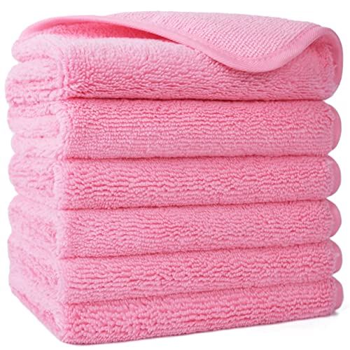 Polyte - Premium-Waschlappen aus Mikrofaser - fusselfrei - Rosa - 33 x 33 cm - 6 Stück von Polyte