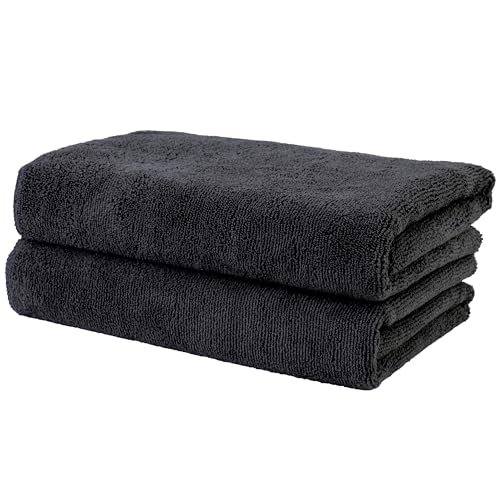 Polyte - Profi-Handtücher für Friseure - schnelltrocknend & fusselfrei - Mikrofaser - Schwarz - 50 x 101 cm - 2 Stück von Polyte
