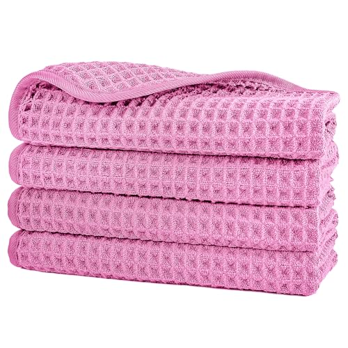 Polyte - Waschlappen aus Mikrofaser - fusselfrei - Waffelstruktur - Rosa - 33 x 33 cm - 4 Stück von Polyte