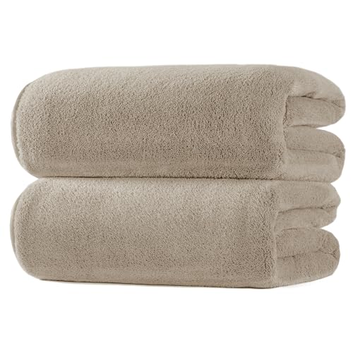 Polyte - Weich-Mikrofaser-Badetuch - fusselfrei & schnelltrocknend - sehr groß - Beige - 152 x 76 cm - 2 Stück von Polyte
