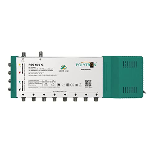 POLYTRON Green Line PSG 508 Q 5/8 Multischalter, Quad- oder Quattro-LNBs verwendbar (Digital, HDTV, FullHD, 4K, UHD) mit Netzteil von Polytron