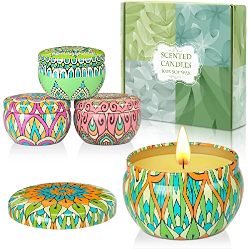 Pomarks Duftkerzen Geschenkset, 4 Dosen aus 100% natürlichem Sojawachs mit ätherischen Ölen zur Stresslinderung, 4 Düfte für Aromatherapie, Bad, Yoga. Pomarks Duftkerzen Geschenkset, 4 Dosen aus 100% natürlichem Sojawachs mit ätherischen Ölen zur Stresslinderung, 4 Düfte für Aromatherapie, Bad, Yoga. von Pomarks