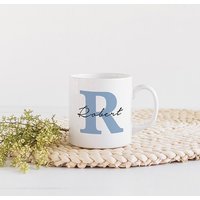 Personalisierte Becher Mit Eleganten Initial/Geschenk Für Ihn Oder Sie Personalisierte Einem Namen Floral Name Kaffeebecher von PomchickGift