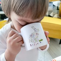 Personalisierte Kinder Hase Tasse Mit Namen/Niedliche Florale Erste Oster Weihnachten Geburtstag Geschenk Für Kleinkind von PomchickGift