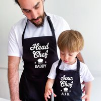 Personalisierte Passende Papa Kinderschürze/Vatertag Weihnachten Geburtstagsgeschenk Für Grandad Chefkoch Daddy Sous Koch Sohn Tochter von PomchickGift