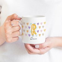 Personalisierte Tasse Mit Niedlichen Buchstaben Und Herz/Geschenk Für Sie Personalisierte Name Kaffee Becher von PomchickGift