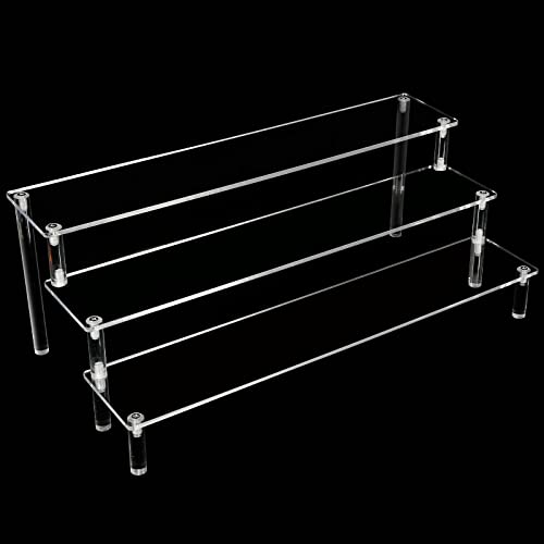 Pomeloone 3-Stufig Acryl Display Ständer, Transparente Acryl Display Riser Regal für Amiibo Funko POP Figuren, Schmuck, Cupcake, Lippenstift, Nagellack, Gewürz Organizer von Pomeloone