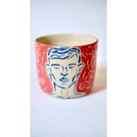 Handgemachte Keramik Kaffeetasse Artisan Steinzeug Tasse, Handbemalt von Pomelopotteryshop