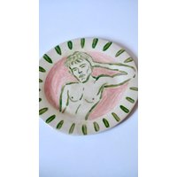 Handgemachter Keramik Speiseteller Rustikaler Servierteller Aus Steingut von Pomelopotteryshop