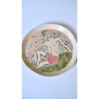 Handgefertigte Keramikplatte Dekorative Platte Aus Steinzeug von Pomelopotteryshop