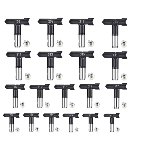 19 Stück Airless Düse mit Spitzendichtung für Airless Farbsprühgerät Reversible Sprühspitzen für Airless Farbsprühsysteme 109,209,211,213,311,313,315,411,413,415,417,515,517,519,521,523,619,621,623 19 Stück Airless Düse mit Spitzendichtung für Airless Farbsprühgerät Reversible Sprühspitzen für Airless Farbsprühsysteme 109,209,211,213,311,313,315,411,413,415,417,515,517,519,521,523,619,621,623 von Pomelotree