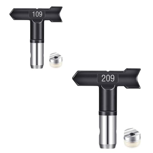 2 Stück Airless Düse mit Spitzendichtung für Airless Farbsprühsysteme Reversible Sprühspitzen Airless Farbsprühgerät Airless Spray Gun Airless Düse Set für Häuser Gebäude Gartendecks (Typ 109,209) von Pomelotree