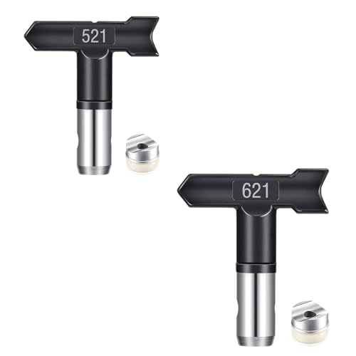 2 Stück Airless Farbdüsen Set Farbsprühsysteme Reversible Sprühmaschine Spitzen Airless Farbsprühdüse Kit Airless Sprayer Sprühmaschine Zubehör für Häuser Gebäude Gartendecks Zäune (Typ 521,621) von Pomelotree