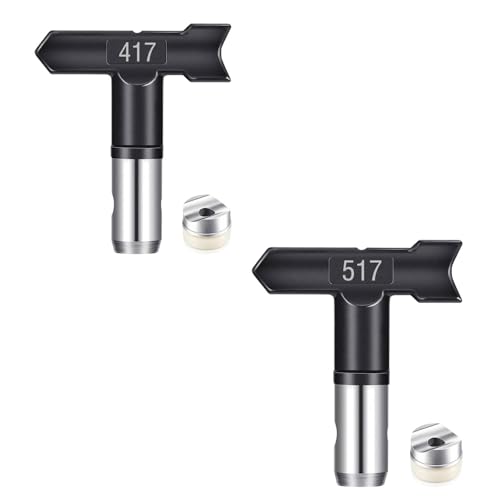 2 Stück Airless Farbdüsen Set Farbsprühsysteme Reversible Sprühmaschine Spitzen Airless Farbsprühdüse Kit Airless Sprayer Sprühmaschine Zubehör für Häuser Gebäude Gartendecks Zäune (Typ 417,517) von Pomelotree