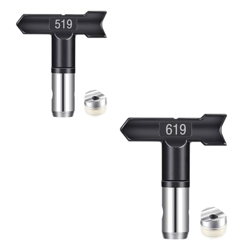 2 Stück Sprühdüse Sprühspitze Reversible Sprühspitzen Luftlose Farbe Sprühmaschine Sprühspitzen Luftlose Farbe Sprühmaschinenteile für Häuser Gebäude Gartendecks Zäune (Typ 519,619) von Pomelotree