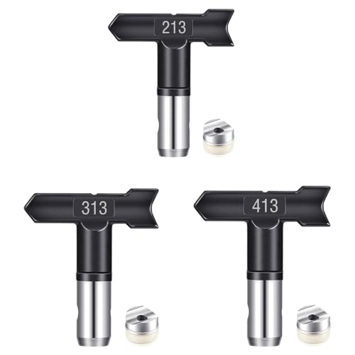3 Stück Airless Düse mit Spitzendichtung für Airless Farbsprühsysteme Airless Farbdüsen Set Farbsprühsysteme Reversible Sprühmaschine Spitzen Airless Farbsprühdüse Kit Airless Sprayer(Typ 213,313,413) von Pomelotree