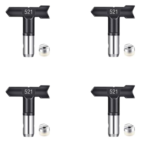 4 Stück 521 Airless Düse mit Spitzendichtung für Airless Farbsprühsysteme Reversible Sprühspitzen Airless Farbsprühgerät Airless Spray Gun Airless Düse Set für Häuser Gebäude Gartendecks Zäune (521*4) von Pomelotree