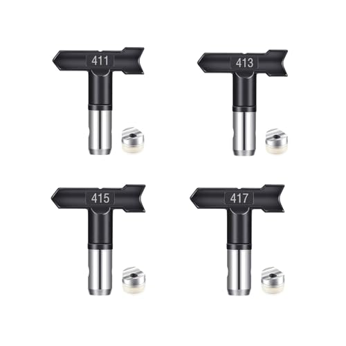 4 Stück Airless Düse mit Spitzendichtung für Airless Farbsprühsysteme Reversible Sprühspitzen für Airless Farbsprühgerät für Häuser Gebäude Gartendecks Zäune Baugewerbe (Type 411,413,415,417) 4 Stück Airless Düse mit Spitzendichtung für Airless Farbsprühsysteme Reversible Sprühspitzen für Airless Farbsprühgerät für Häuser Gebäude Gartendecks Zäune Baugewerbe (Type 411,413,415,417) von Pomelotree