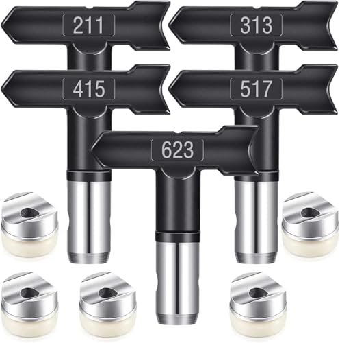 5 Stück Airless Düse mit Spitzendichtung für Airless Farbsprühgerät Reversible Sprühspitzen für Airless Farbsprühsysteme Luftloser Sprühspitzen-Organizer für Häuser Gebäude Zäune (211,313,415,517,623) 5 Stück Airless Düse mit Spitzendichtung für Airless Farbsprühgerät Reversible Sprühspitzen für Airless Farbsprühsysteme Luftloser Sprühspitzen-Organizer für Häuser Gebäude Zäune (211,313,415,517,623) von Pomelotree