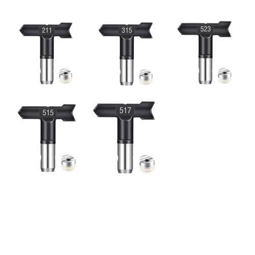 5 Stück Airless Düse mit Spitzendichtung für Airless Farbsprühgerät Reversible Sprühspitzen für Airless Farbsprühsysteme Luftloser Sprühspitzen-Organizer für Häuser Zäune Gartendeck211,315,523,515,517 von Pomelotree