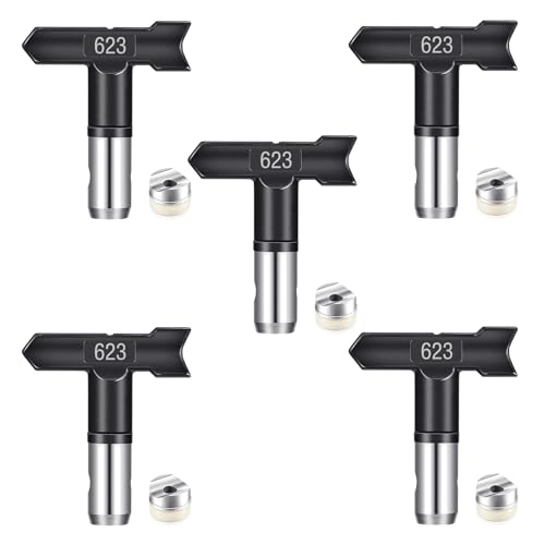 623 Airless Düse mit Spitzendichtung für Airless Farbsprühsysteme Reversible Sprühspitzen für Airless Farbsprühgerät Sprühspitze Sprühdüse Luftlose Farbe Sprühmaschine für Häuser Gebäude Zäune (623*5) 623 Airless Düse mit Spitzendichtung für Airless Farbsprühsysteme Reversible Sprühspitzen für Airless Farbsprühgerät Sprühspitze Sprühdüse Luftlose Farbe Sprühmaschine für Häuser Gebäude Zäune (623*5) von Pomelotree