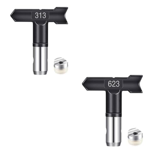 Airless Düse mit Spitzendichtung für Airless Farbsprühgerät 313 623 Reversible Sprühspitzen für Airless Farbsprühsysteme Luftloser Sprühspitzen-Organizer für Häuser Gebäude Zäune (2 Stück - 313 623) von Pomelotree