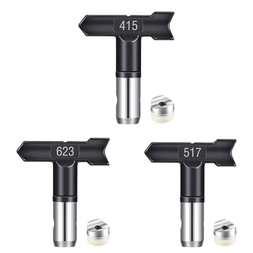 Airless Düse mit Spitzendichtung für Airless Farbsprühgerät Reversible Sprühspitzen für Airless Farbsprühsysteme Luftloser Sprühspitzen-Organizer für Häuser Gebäude Zäune (3 Stück - 415,517,623) Airless Düse mit Spitzendichtung für Airless Farbsprühgerät Reversible Sprühspitzen für Airless Farbsprühsysteme Luftloser Sprühspitzen-Organizer für Häuser Gebäude Zäune (3 Stück - 415,517,623) von Pomelotree