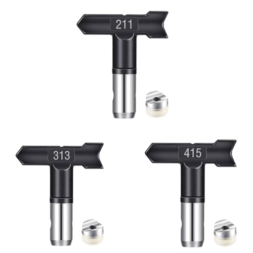 Airless Düse mit Spitzendichtung für Airless Farbsprühgerät Reversible Sprühspitzen für Airless Farbsprühsysteme Luftloser Sprühspitzen-Organizer für Häuser Gebäude Zäune (3 Stück - 211,313,415) Airless Düse mit Spitzendichtung für Airless Farbsprühgerät Reversible Sprühspitzen für Airless Farbsprühsysteme Luftloser Sprühspitzen-Organizer für Häuser Gebäude Zäune (3 Stück - 211,313,415) von Pomelotree