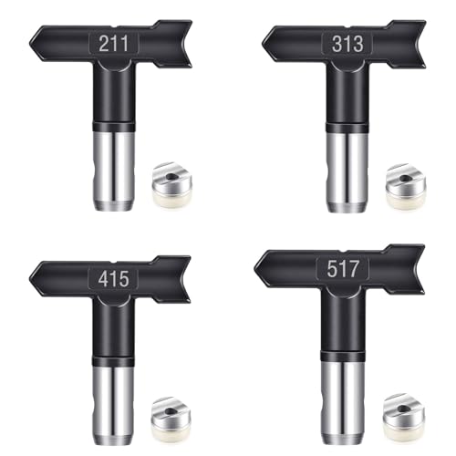 Airless Düse mit Spitzendichtung für Airless Farbsprühgerät Reversible Sprühspitzen für Airless Farbsprühsysteme Luftloser Sprühspitzen-Organizer für Häuser Gebäude Zäune (4 Stück - 211,313,415,517) Airless Düse mit Spitzendichtung für Airless Farbsprühgerät Reversible Sprühspitzen für Airless Farbsprühsysteme Luftloser Sprühspitzen-Organizer für Häuser Gebäude Zäune (4 Stück - 211,313,415,517) von Pomelotree